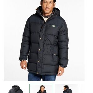 LL Bean Men's Black Hooded Puffer parka